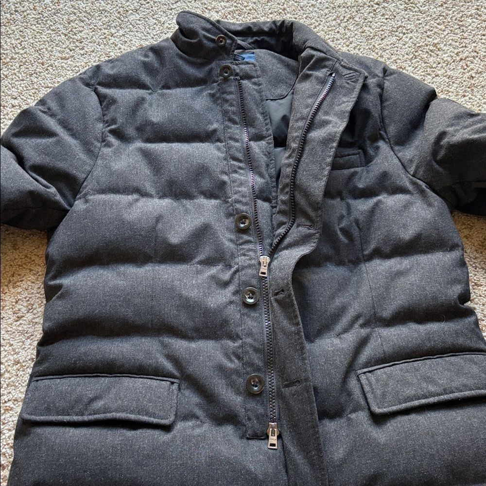 Polo Ralph Lauren Gray Wool Down Insulated Quilted Puffer Blazer Jacket M - Picture 10 of 16